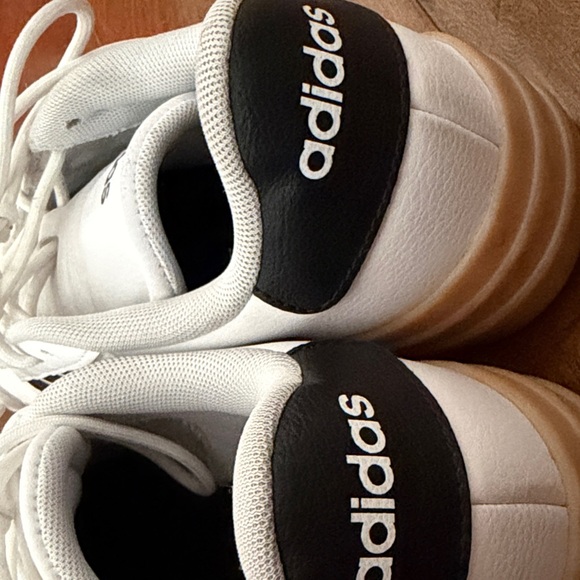Adidas White and Black Sneakers with Tan Sole - Picture 9 of 10